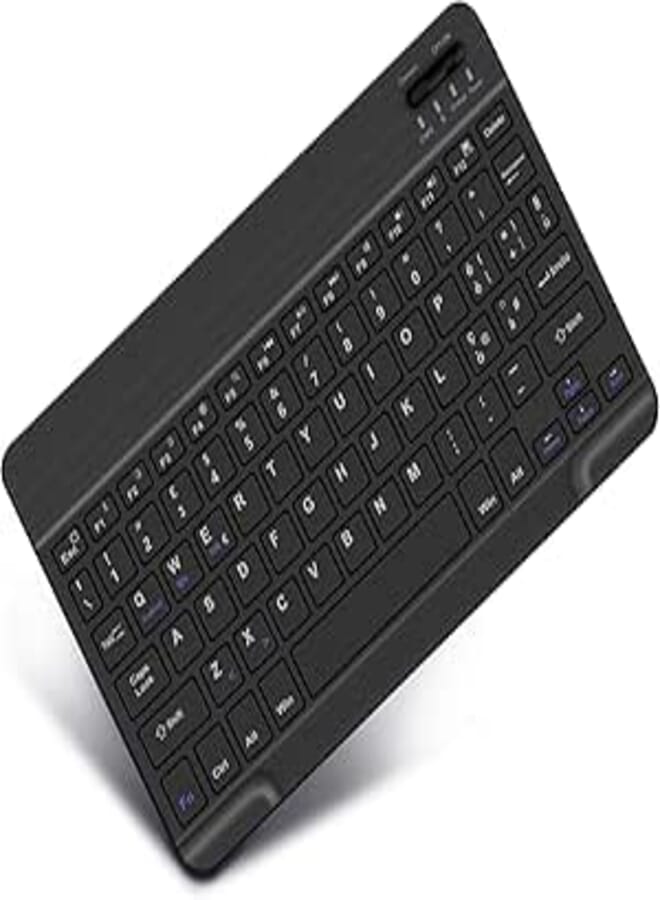 D DINGRICH Wireless Bluetooth Keyboard for iPad/Samsung Tablet/Huawei/Lenovo, Rechargeable Ultra Slim Keyboard Compatible IOS/Windows/Android, Italian QWERTY Layout, Black